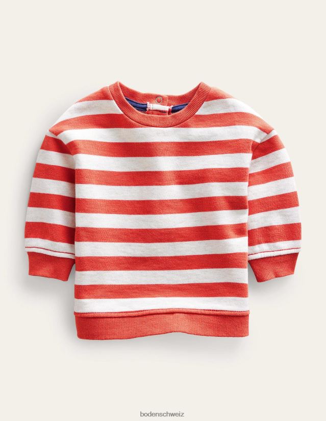 Boden Baby gestreiftes Sweatshirt VH86PT3494 Kleidung Haferflocken/rot