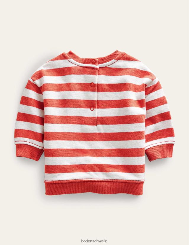 Boden Baby gestreiftes Sweatshirt VH86PT3494 Kleidung Haferflocken/rot