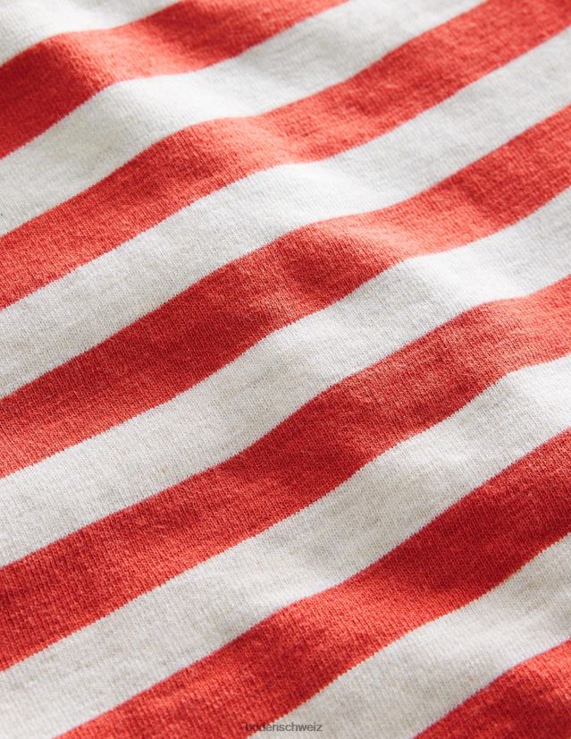 Boden Baby gestreiftes Sweatshirt VH86PT3494 Kleidung Haferflocken/rot