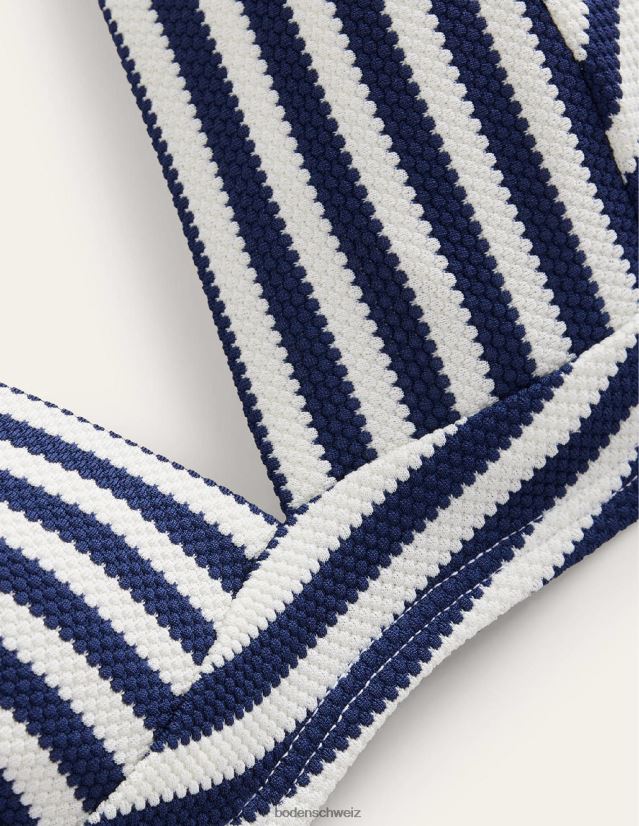 Boden Frauen Arezzo-Bikinioberteil mit V-Ausschnitt VH86PT268 Kleidung Marineblauer und elfenbeinfarbener Strukturstreifen