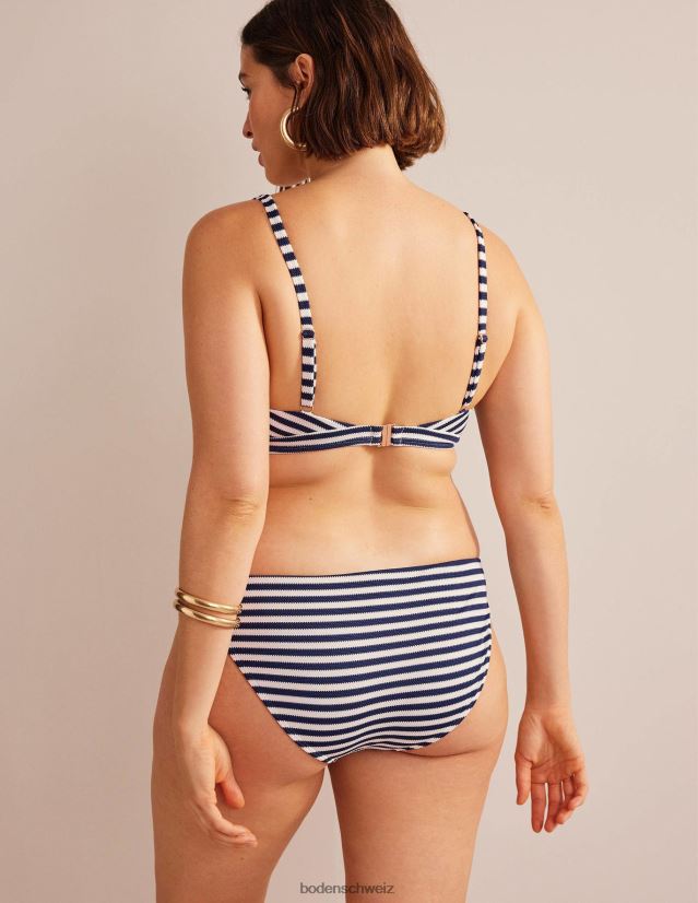 Boden Frauen Arezzo-Bikinioberteil mit V-Ausschnitt VH86PT268 Kleidung Marineblauer und elfenbeinfarbener Strukturstreifen