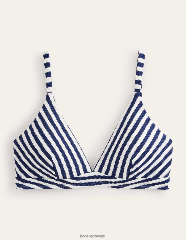 Boden Frauen Arezzo-Bikinioberteil mit V-Ausschnitt VH86PT268 Kleidung Marineblauer und elfenbeinfarbener Strukturstreifen