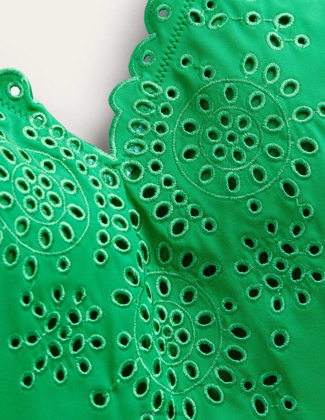 Boden Frauen Badeanzug mit V-Ausschnitt und Stickerei VH86PT224 Kleidung grüner Pfeffer