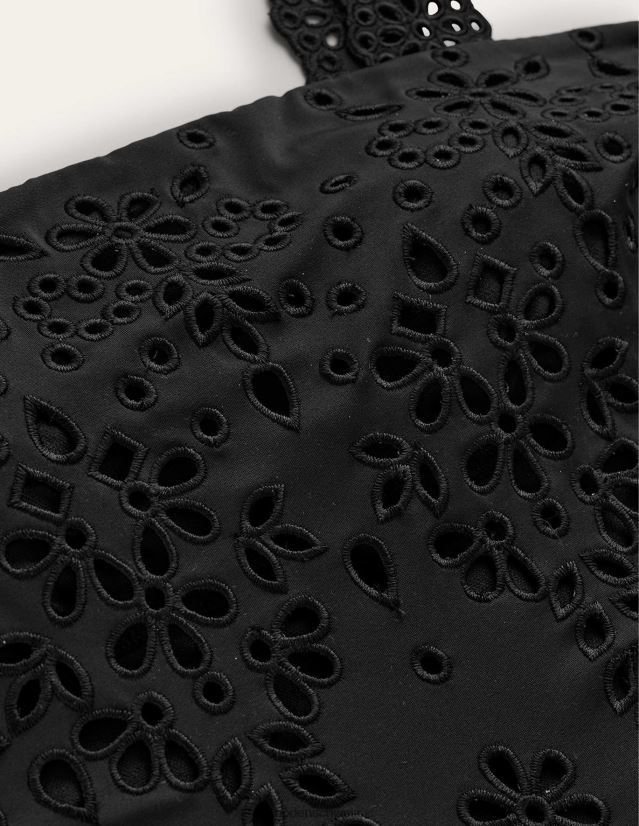 Boden Frauen Badeanzug mit eckigem Ausschnitt und Stickerei VH86PT1518 Kleidung Schwarz