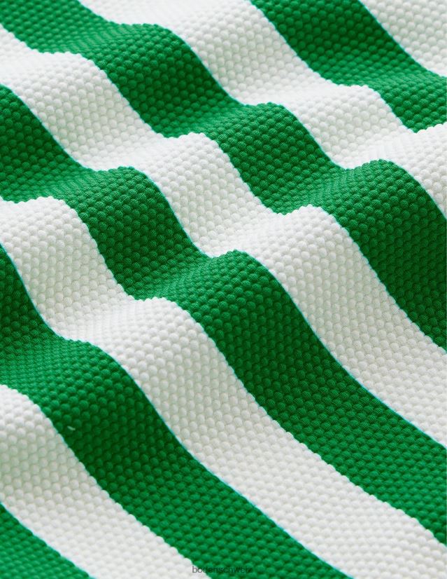 Boden Frauen Badeanzug mit schmalen Trägern und Streifen VH86PT2615 Kleidung Reichhaltiger Smaragd- und Elfenbeinstreifen