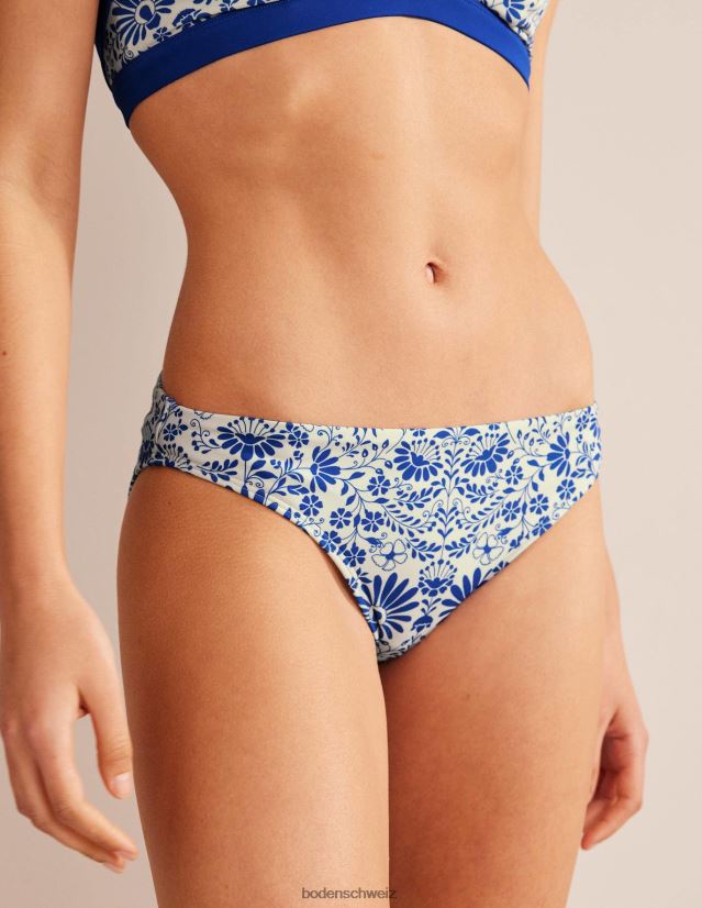 Boden Frauen Bikinihöschen VH86PT291 Kleidung Elfenbein und seeblaue Gardenie