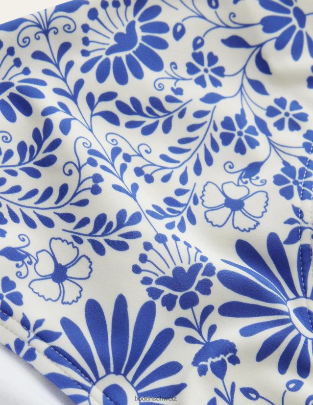 Boden Frauen Bikinihöschen VH86PT291 Kleidung Elfenbein und seeblaue Gardenie