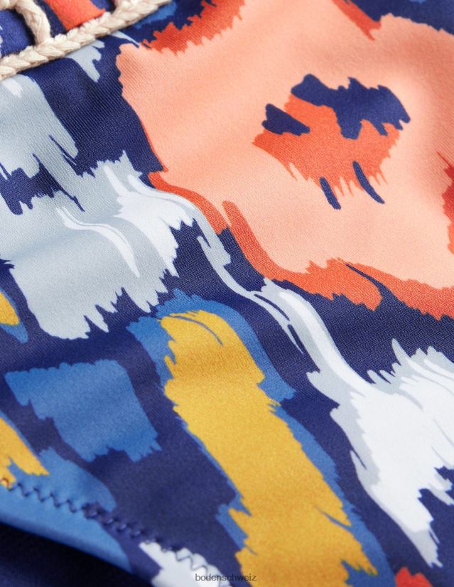 Boden Frauen Bikinihose mit Häkelbesatz VH86PT1031 Kleidung Marineblau und abstrakte Mohnblume