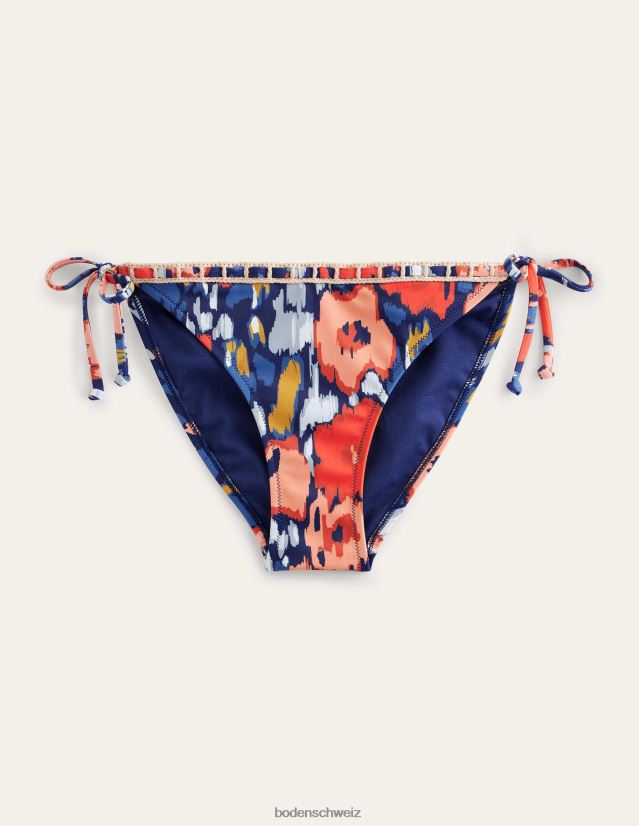 Boden Frauen Bikinihose mit Häkelbesatz VH86PT1031 Kleidung Marineblau und abstrakte Mohnblume