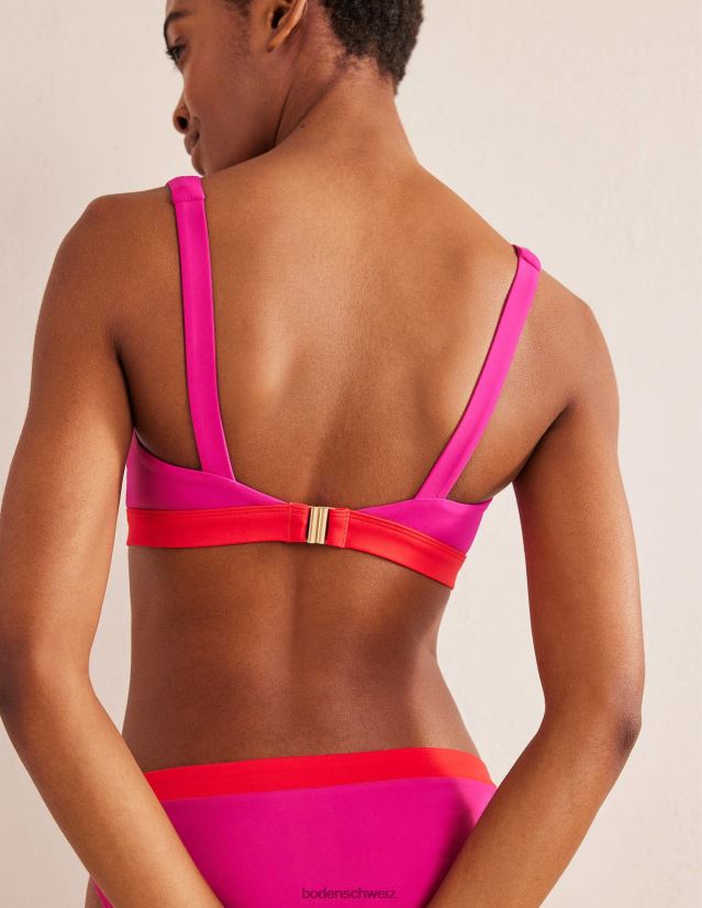Boden Frauen Bikinioberteil mit quadratischem Ausschnitt VH86PT1980 Kleidung juwelenrosa Farbblock