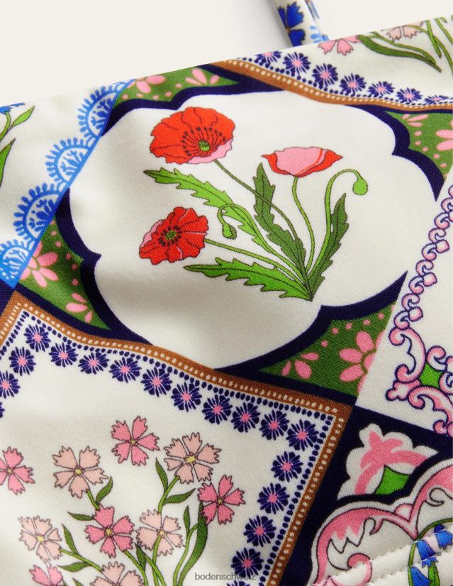 Boden Frauen Bikinioberteil mit schmalen Trägern VH86PT1491 Kleidung Elfenbein und wildes Blauglöckchen