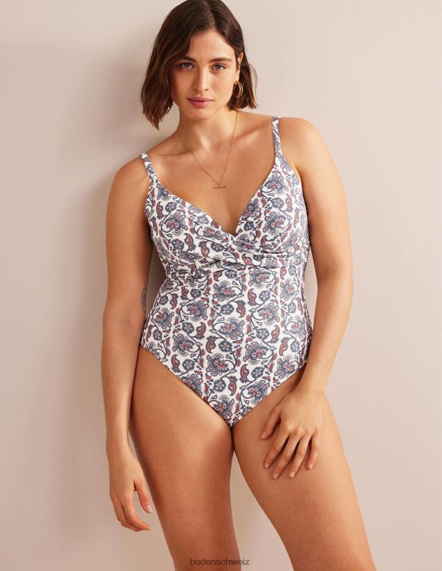 Boden Frauen Capri-Badeanzug in Körbchengröße VH86PT1323 Kleidung Elfenbein und blaues Paisley