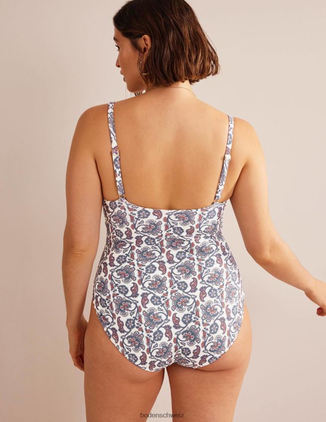 Boden Frauen Capri-Badeanzug in Körbchengröße VH86PT1323 Kleidung Elfenbein und blaues Paisley