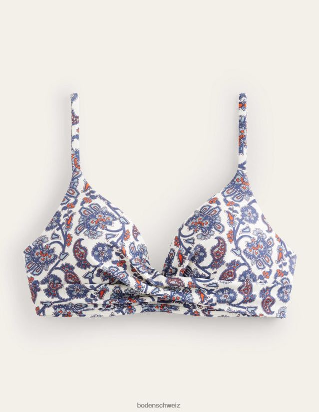 Boden Frauen Capri-Bikinioberteil in Cup-Größe VH86PT1591 Kleidung Elfenbein und blaues Paisley