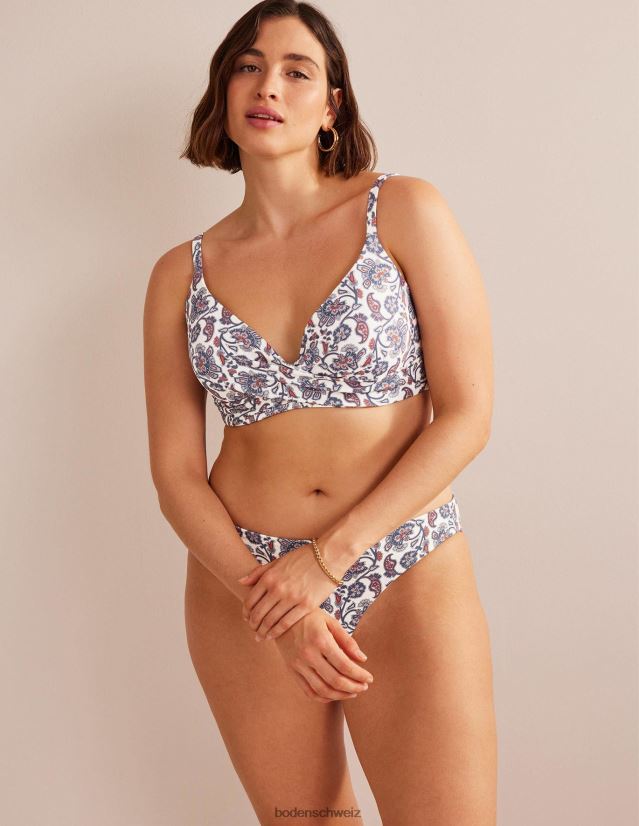 Boden Frauen Capri-Bikinioberteil in Cup-Größe VH86PT1591 Kleidung Elfenbein und blaues Paisley