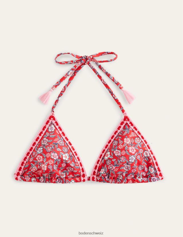 Boden Frauen Gehäkeltes Triangel-Bikinioberteil VH86PT2570 Kleidung Weihnachtsstern und Stiefmütterchen blühen