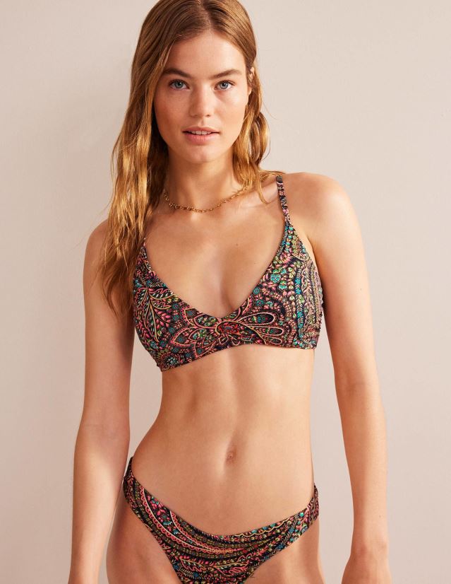 Boden Frauen Gerafftes Bikinioberteil mit V-Ausschnitt VH86PT247 Kleidung Leichte Marine & Palast