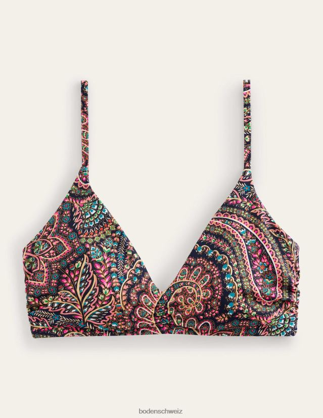 Boden Frauen Gerafftes Bikinioberteil mit V-Ausschnitt VH86PT247 Kleidung Leichte Marine & Palast