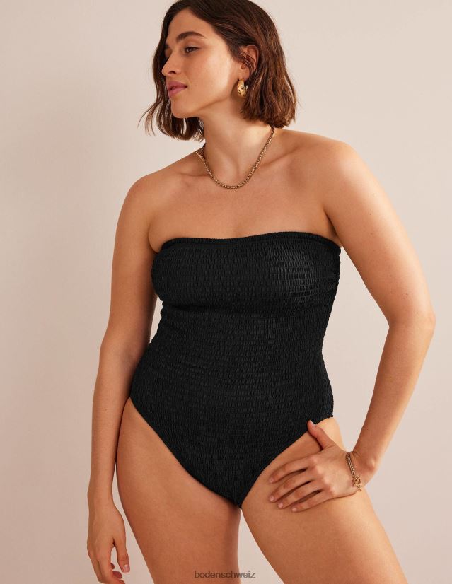 Boden Frauen Gesmokter Bandeau-Badeanzug VH86PT2476 Kleidung Schwarz