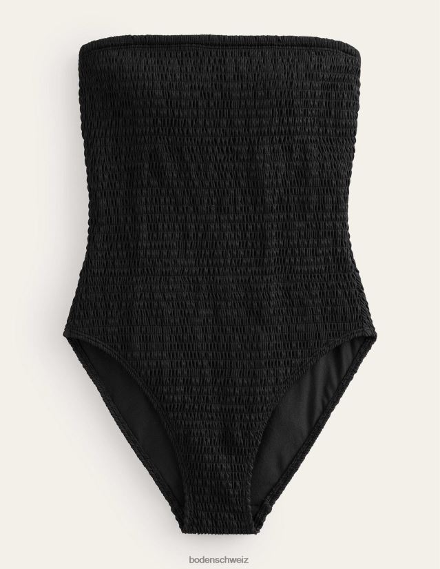 Boden Frauen Gesmokter Bandeau-Badeanzug VH86PT2476 Kleidung Schwarz