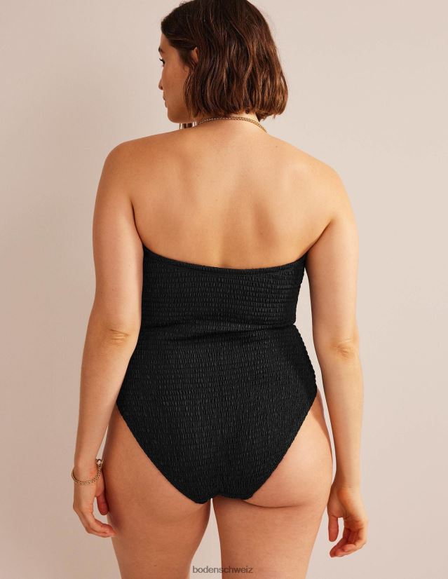 Boden Frauen Gesmokter Bandeau-Badeanzug VH86PT2476 Kleidung Schwarz