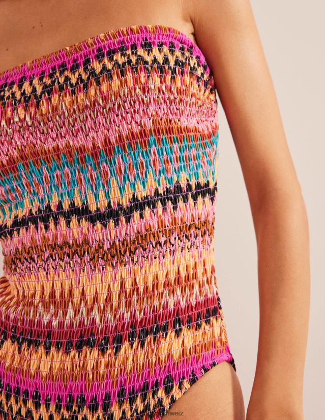 Boden Frauen Gesmokter Bandeau-Badeanzug VH86PT2483 Kleidung Multi-Ikat