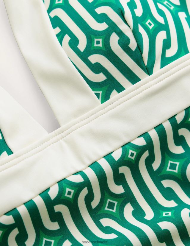 Boden Frauen Ithaca Neckholder-Badeanzug VH86PT308 Kleidung helles Smaragd- und Azurblau-Geo