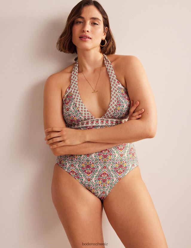 Boden Frauen Ithaca Neckholder-Badeanzug VH86PT976 Kleidung Multi- und Weinterrasse