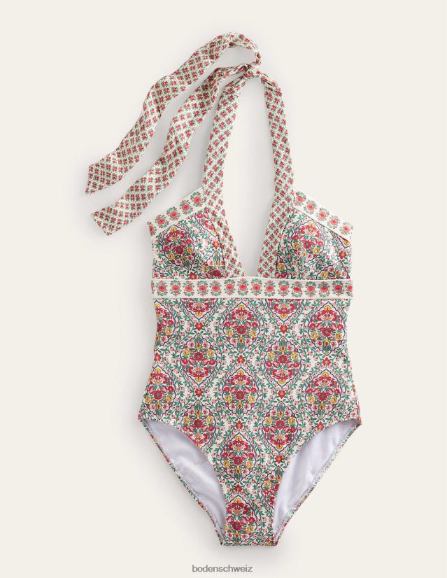 Boden Frauen Ithaca Neckholder-Badeanzug VH86PT976 Kleidung Multi- und Weinterrasse