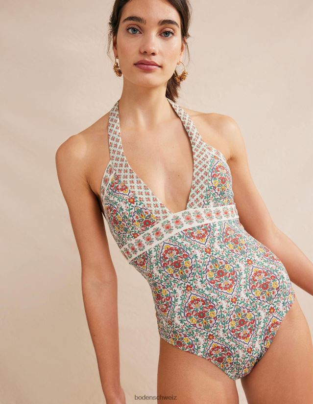 Boden Frauen Ithaca Neckholder-Badeanzug VH86PT976 Kleidung Multi- und Weinterrasse