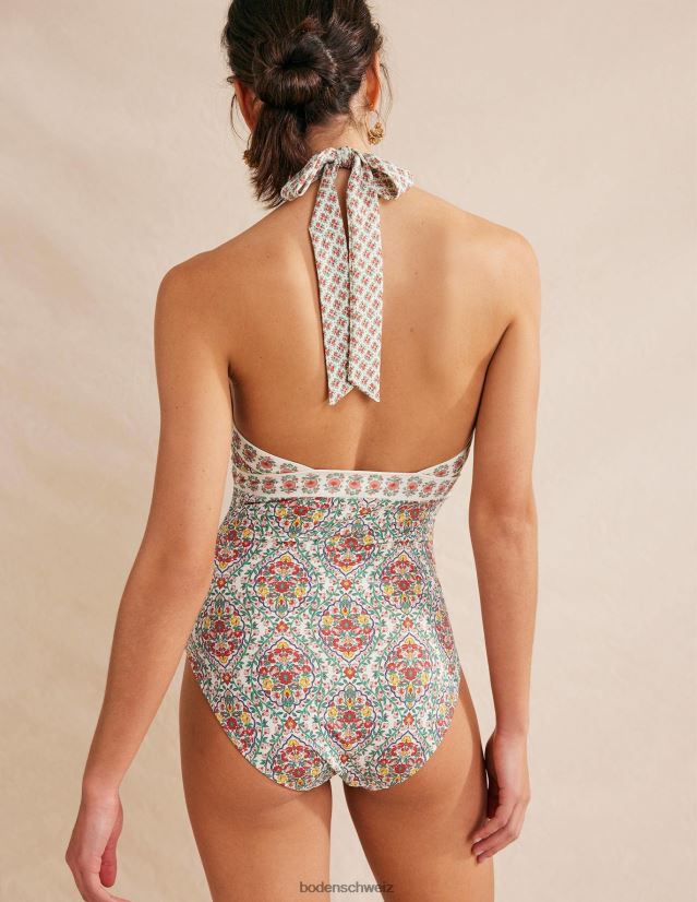 Boden Frauen Ithaca Neckholder-Badeanzug VH86PT976 Kleidung Multi- und Weinterrasse