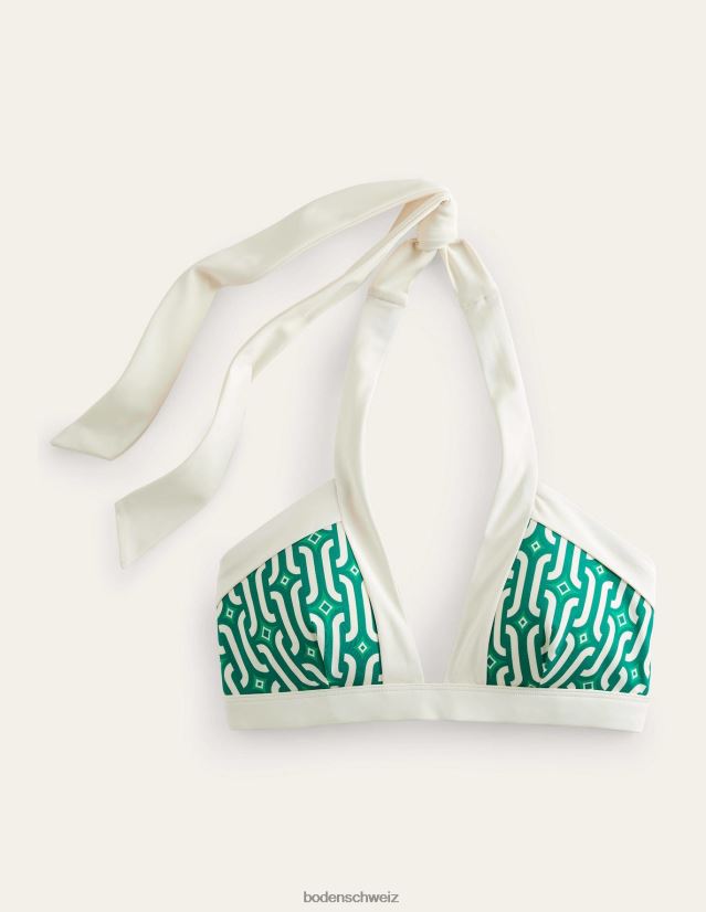 Boden Frauen Ithaca Neckholder-Bikinioberteil VH86PT297 Kleidung helles Smaragd- und Azurblau-Geo