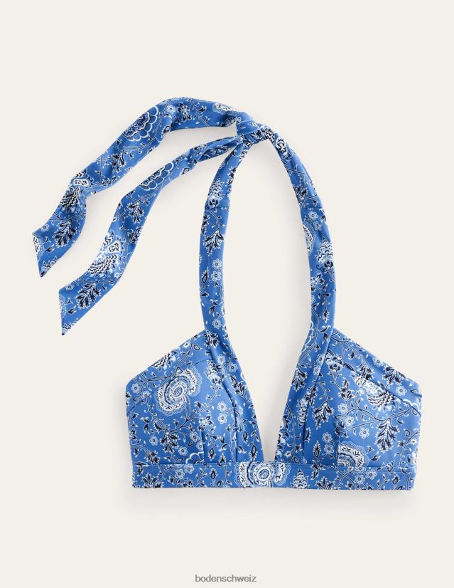 Boden Frauen Ithaca Neckholder-Bikinioberteil VH86PT301 Kleidung Azurblauer und Gardenienhain