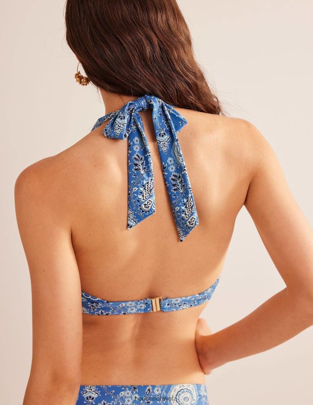 Boden Frauen Ithaca Neckholder-Bikinioberteil VH86PT301 Kleidung Azurblauer und Gardenienhain