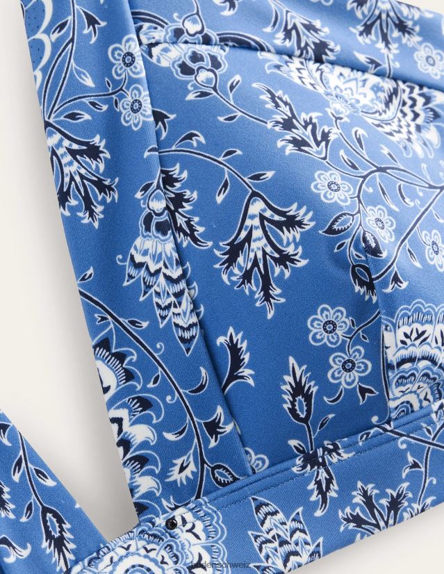 Boden Frauen Ithaca Neckholder-Bikinioberteil VH86PT301 Kleidung Azurblauer und Gardenienhain