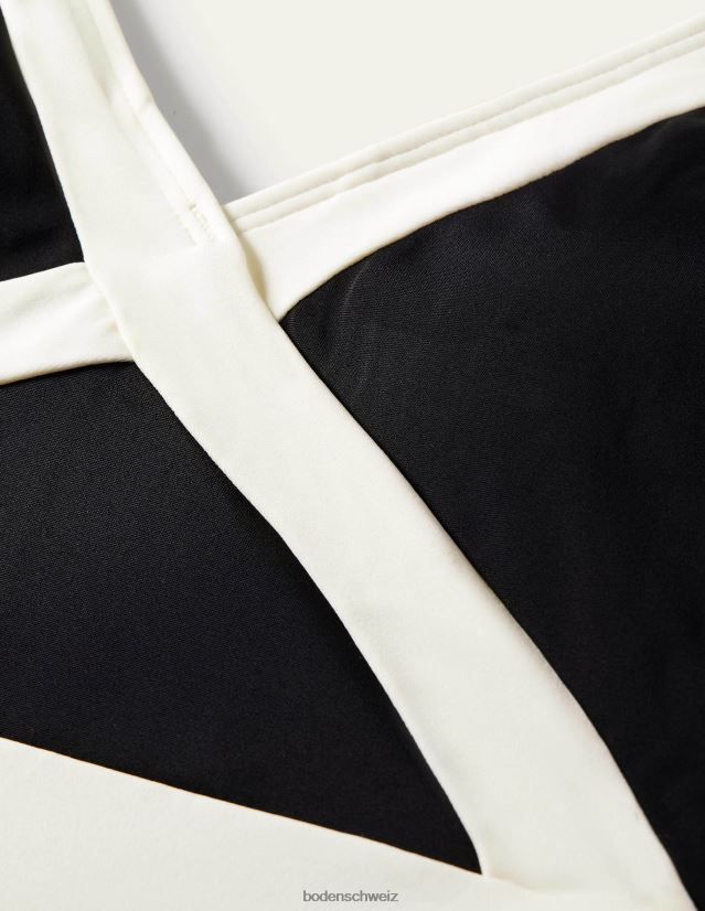 Boden Frauen Kefalonia Neckholder-Badeanzug VH86PT219 Kleidung schwarzer Farbblock