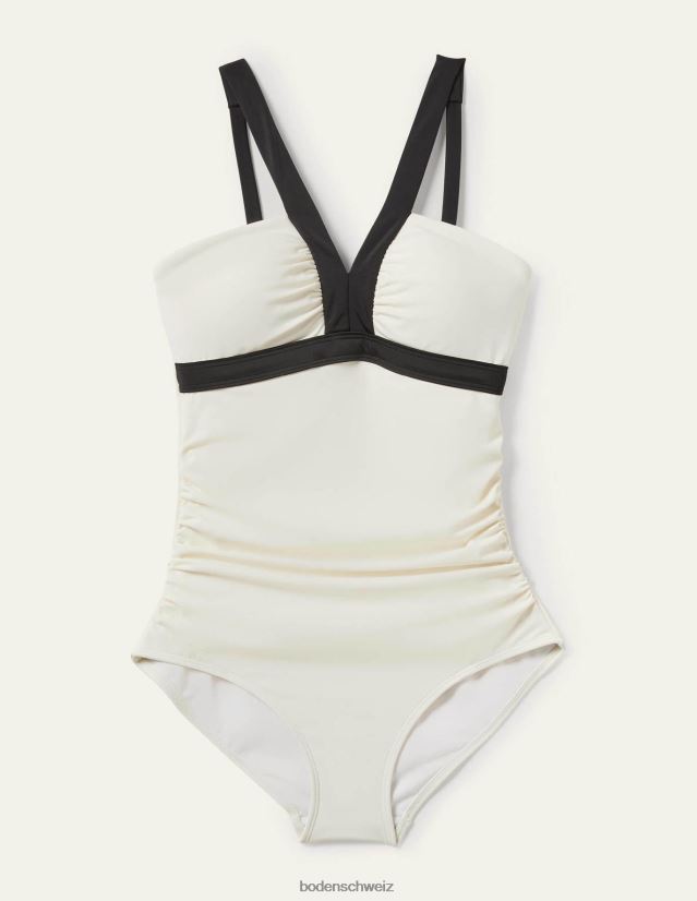 Boden Frauen Korsika-Badeanzug mit V-Ausschnitt VH86PT2494 Kleidung Elfenbein-Farbblock