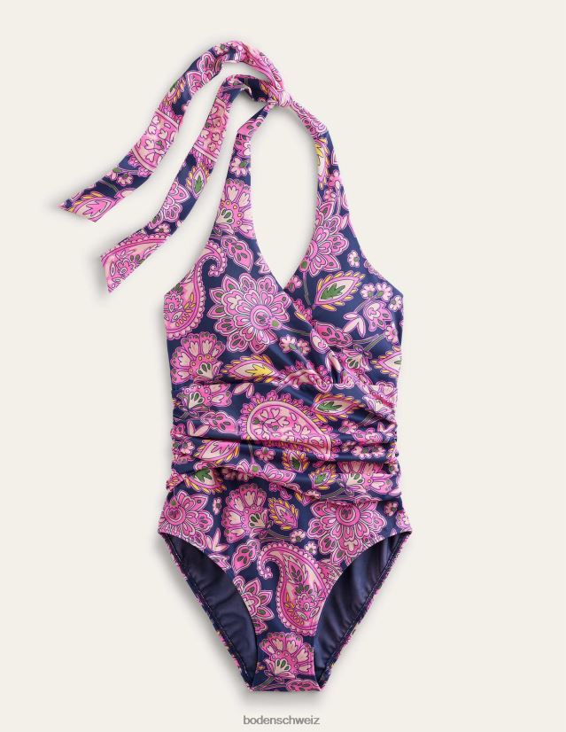 Boden Frauen Levanzo geraffter Neckholder-Badeanzug VH86PT950 Kleidung Marine- und Paisley-Terrasse