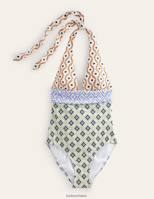 Boden Frauen Neckholder-Badeanzug mit Schleife VH86PT1150 Kleidung Multi- und Geo-Trance