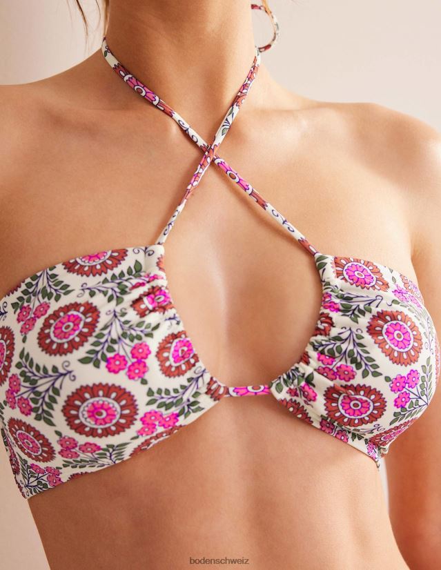 Boden Frauen Neckholder-Bandeau-Bikinioberteil VH86PT256 Kleidung Gin Fizz und Sonnenblumenzweig