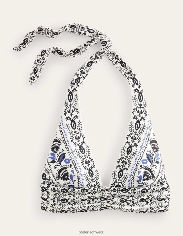 Boden Frauen Neckholder-Bikinioberteil mit Schleifendetail VH86PT1742 Kleidung Elfenbein und Milos blühen