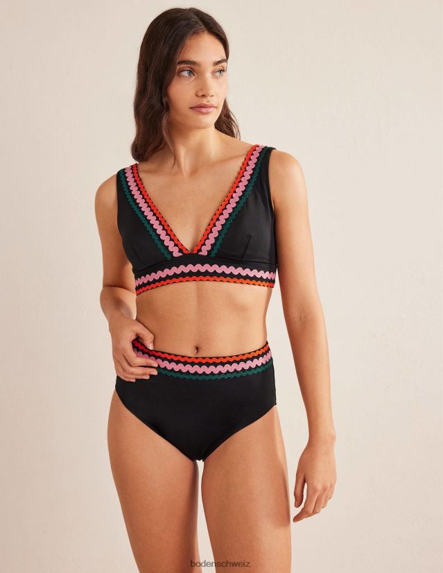 Boden Frauen Rick Rack-Hosen mit hoher Taille VH86PT2254 Kleidung Schwarz