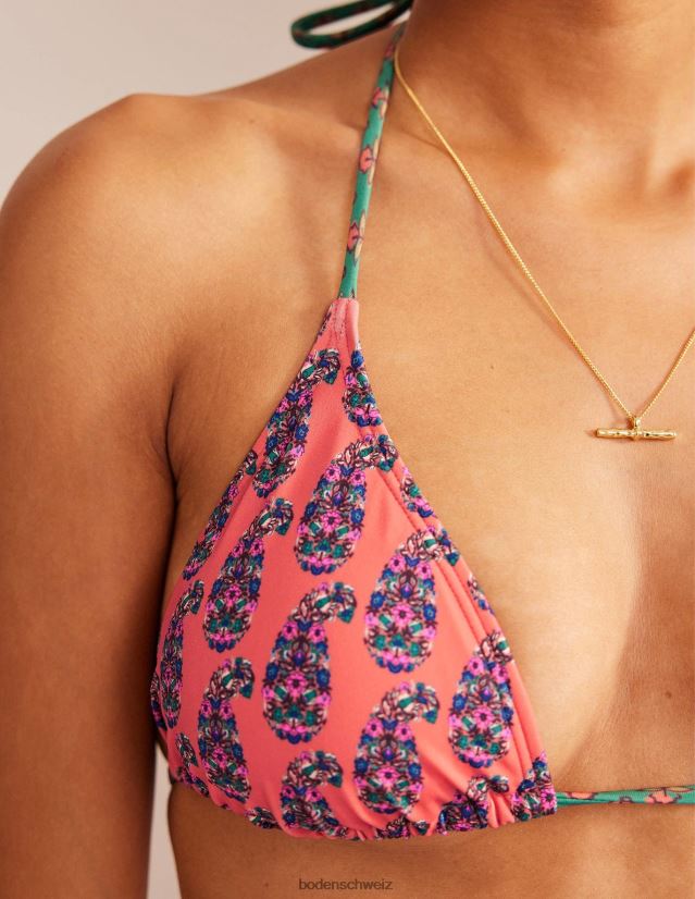 Boden Frauen String-Bikinioberteil VH86PT313 Kleidung Kaki-Orange-Paisley