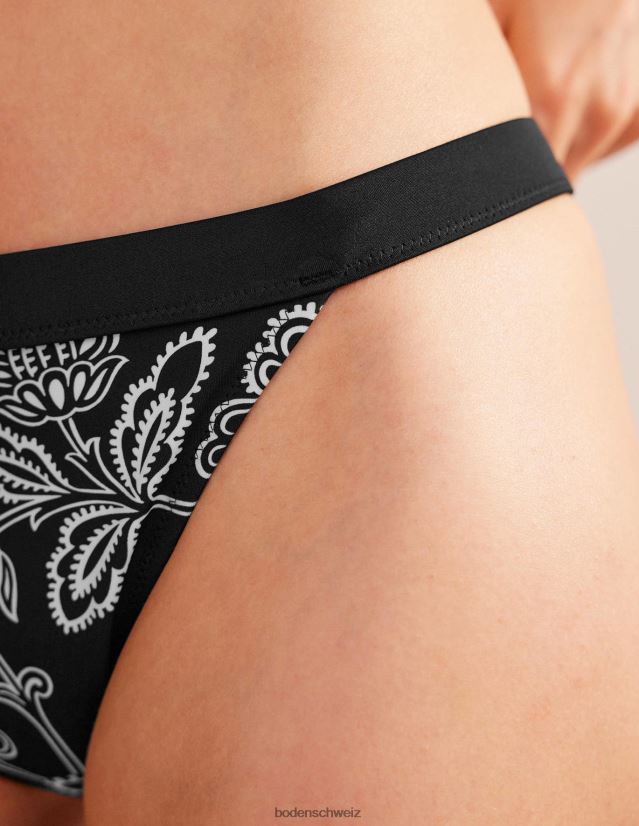 Boden Frauen Tanga-Bikinihose VH86PT264 Kleidung schwarz-weiß geblümt