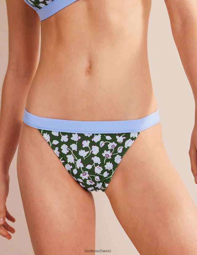 Boden Frauen Tanga-Bikinihose VH86PT266 Kleidung wintergrün und blau geblümt