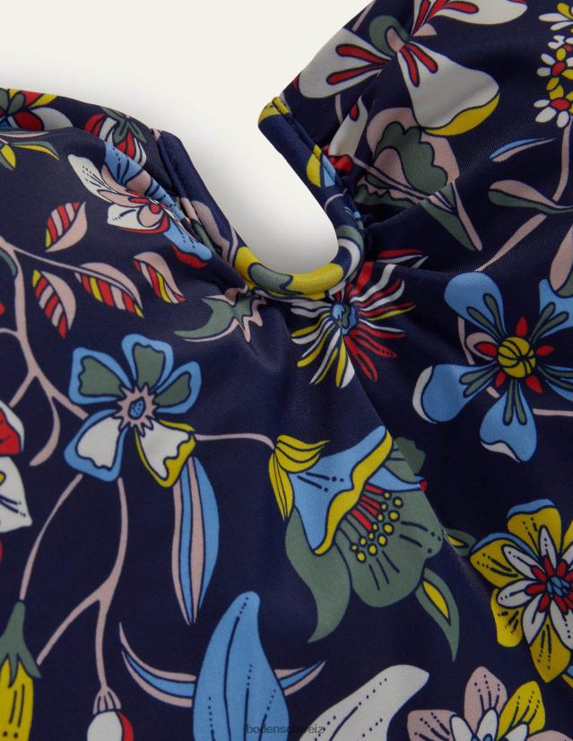 Boden Frauen U-Bar Neckholder-Badeanzug VH86PT2419 Kleidung französische Marine und tropische Blumen