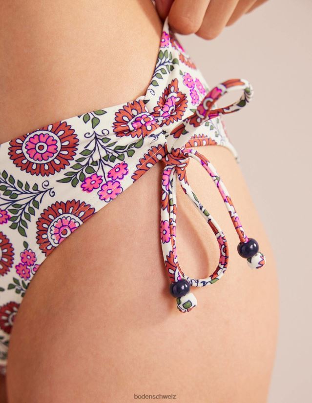 Boden Frauen geraffte Bikinihose VH86PT254 Kleidung Gin Fizz und Sonnenblumenzweig