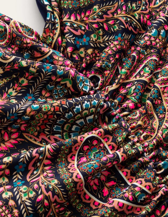 Boden Frauen geraffter Badeanzug mit V-Ausschnitt VH86PT226 Kleidung Leichte Marine & Palast