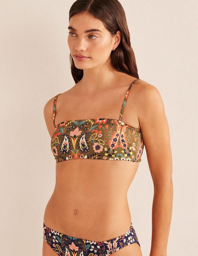 Boden Frauen klassische Bikinihose VH86PT1882 Kleidung Marineblau und exotisches Blattwerk