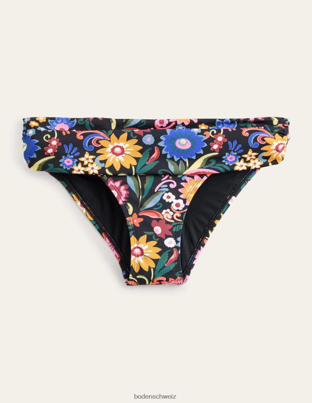 Boden Frauen klassische Falten-Bikinihose VH86PT1768 Kleidung Schwarz- und Gardenien-Pop